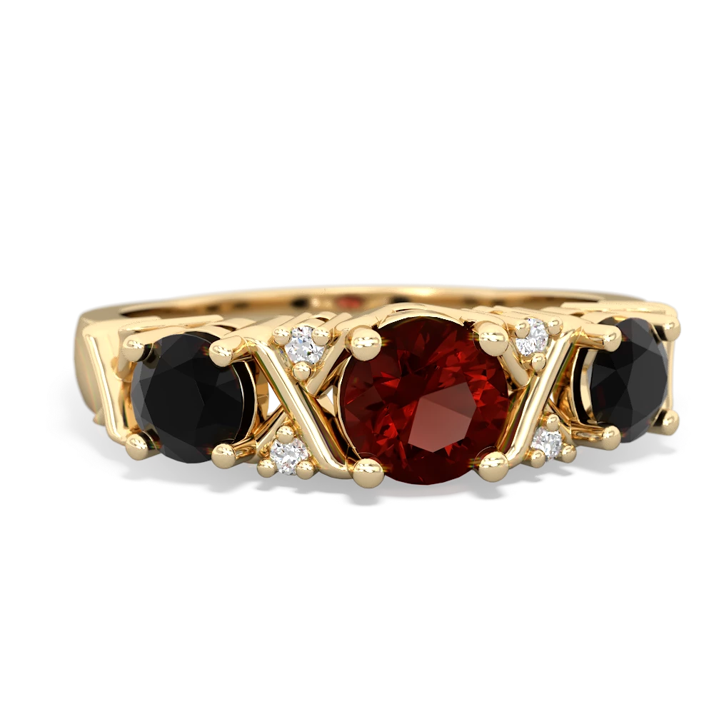 Garnet Hugs And Kisses 14K Yellow Gold ring R5016