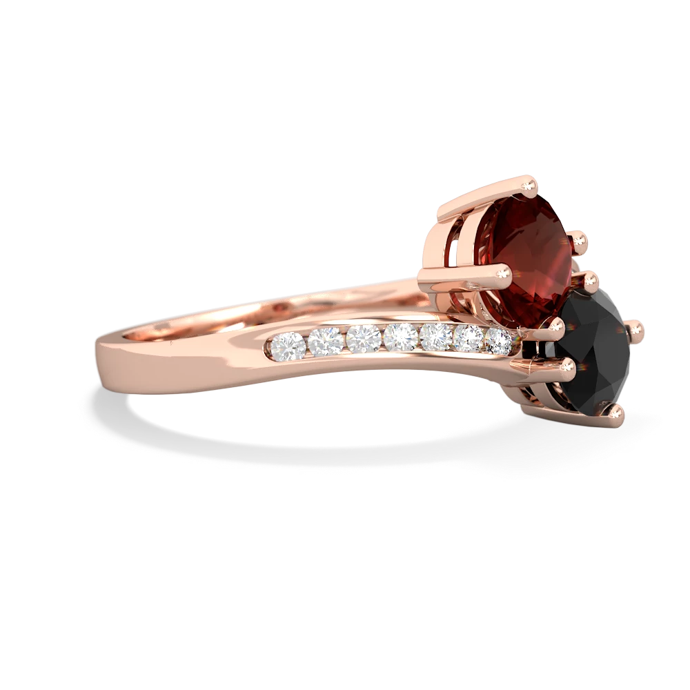 Garnet Channel Set Two Stone 14K Rose Gold ring R5303
