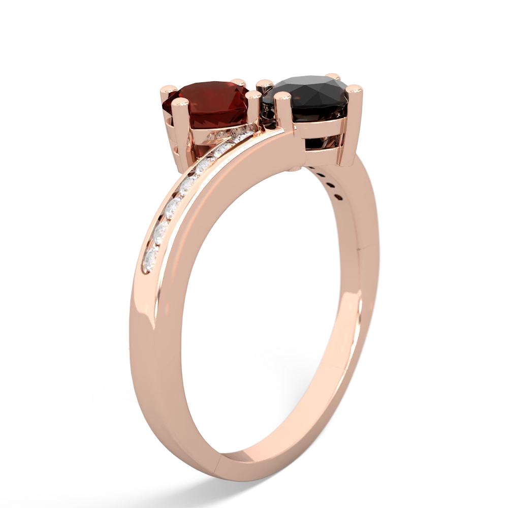 Garnet Channel Set Two Stone 14K Rose Gold ring R5303