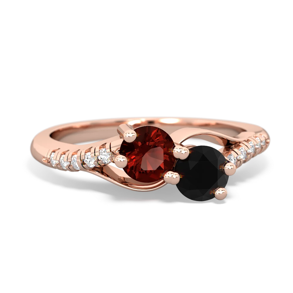 Garnet Infinity Pave Two Stone 14K Rose Gold ring R5285