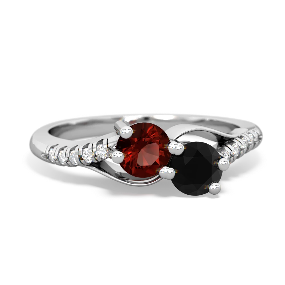 Garnet Infinity Pave Two Stone 14K White Gold ring R5285