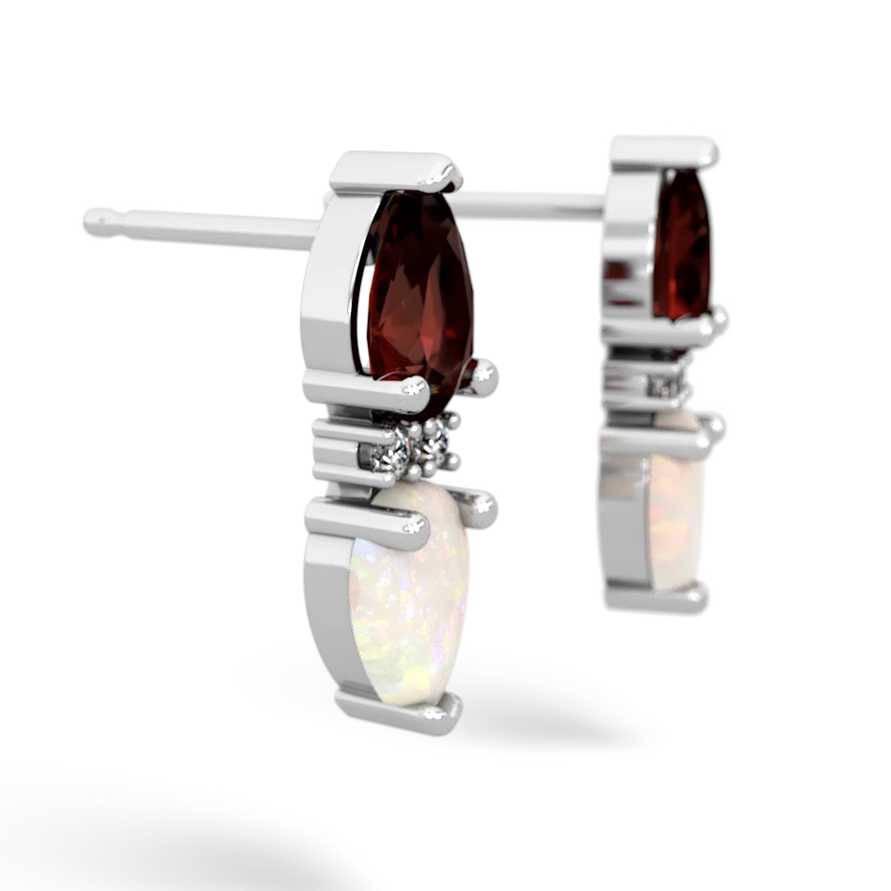Garnet Bowtie Drop 14K White Gold earrings E0865