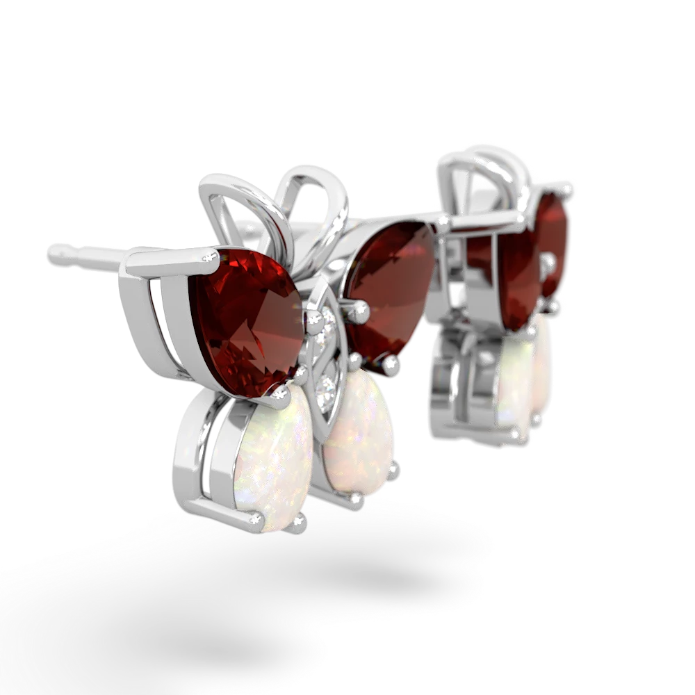 Garnet Butterfly 14K White Gold earrings E2215