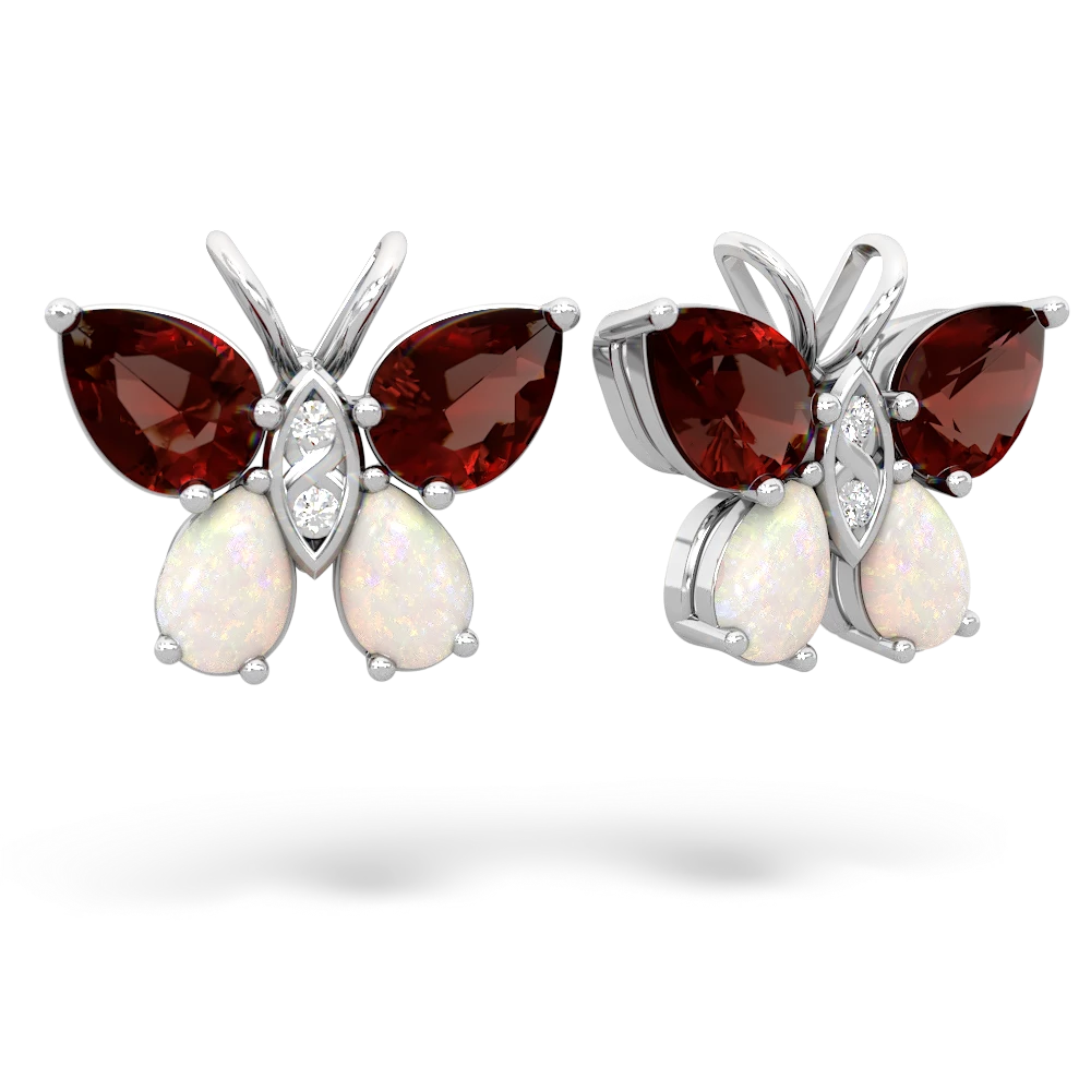 Garnet Butterfly 14K White Gold earrings E2215