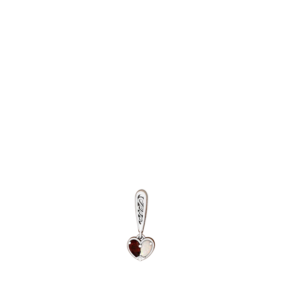 Garnet Filligree Heart 14K White Gold earrings E5070