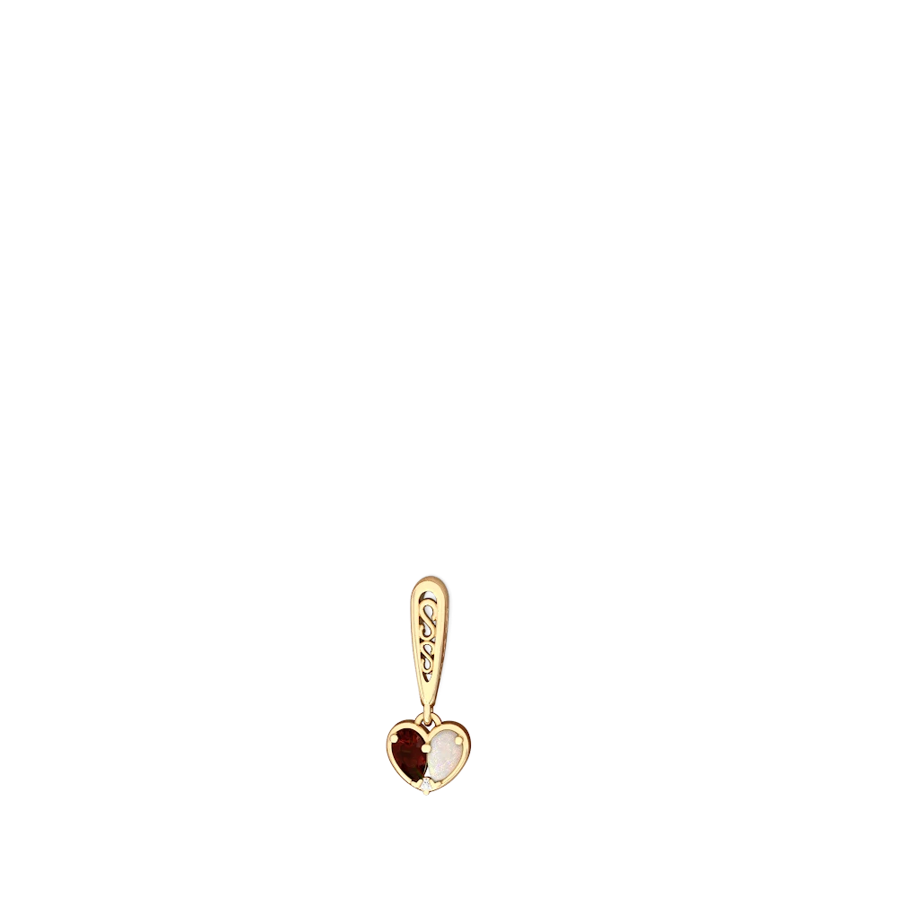 Garnet Filligree Heart 14K Yellow Gold earrings E5070