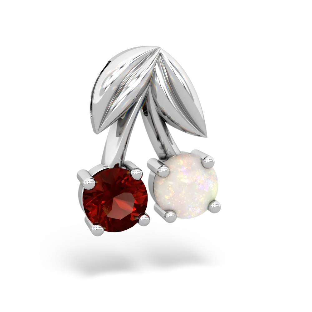 Garnet Sweet Cherries 14K White Gold pendant P7001