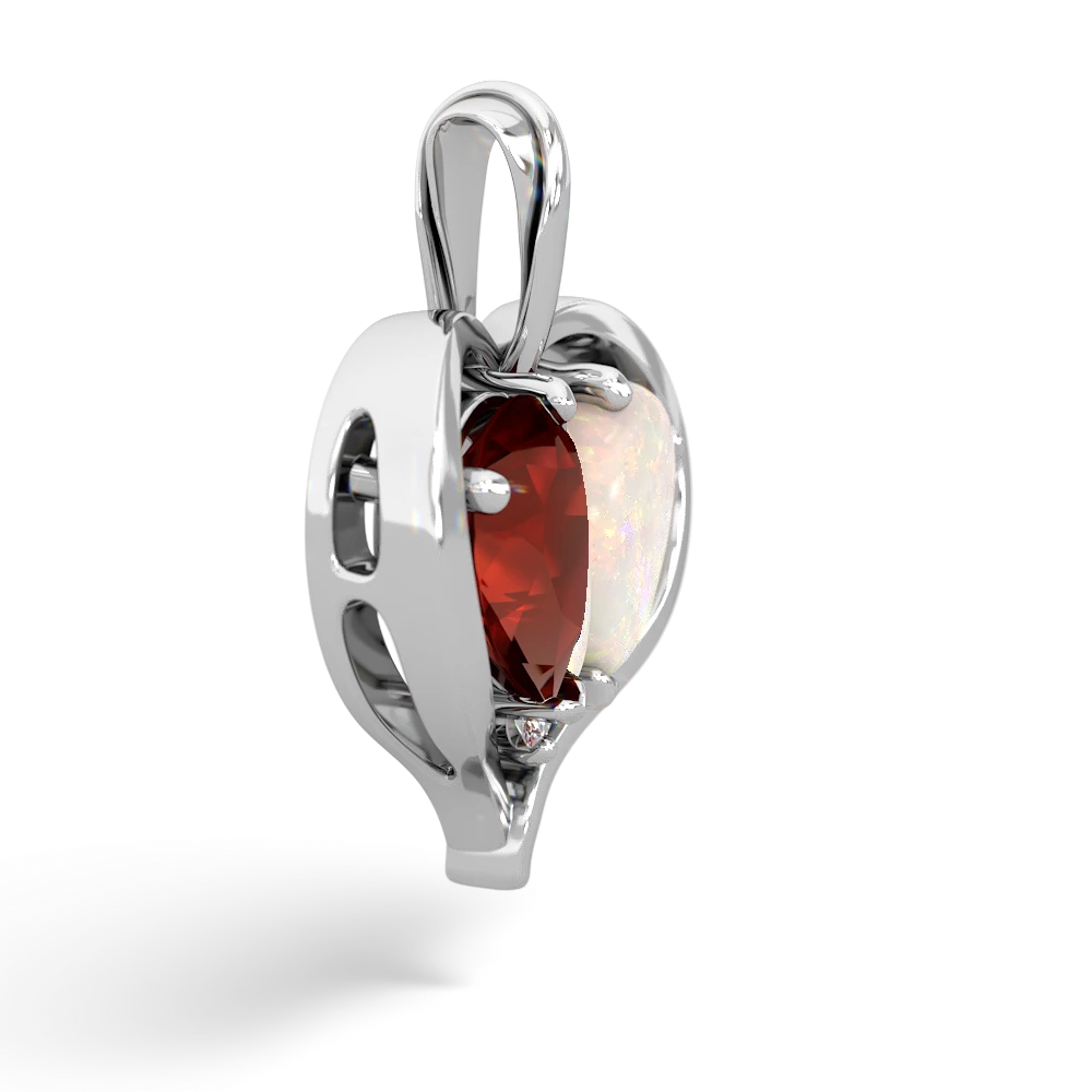 Garnet Two Become One 14K White Gold pendant P5330