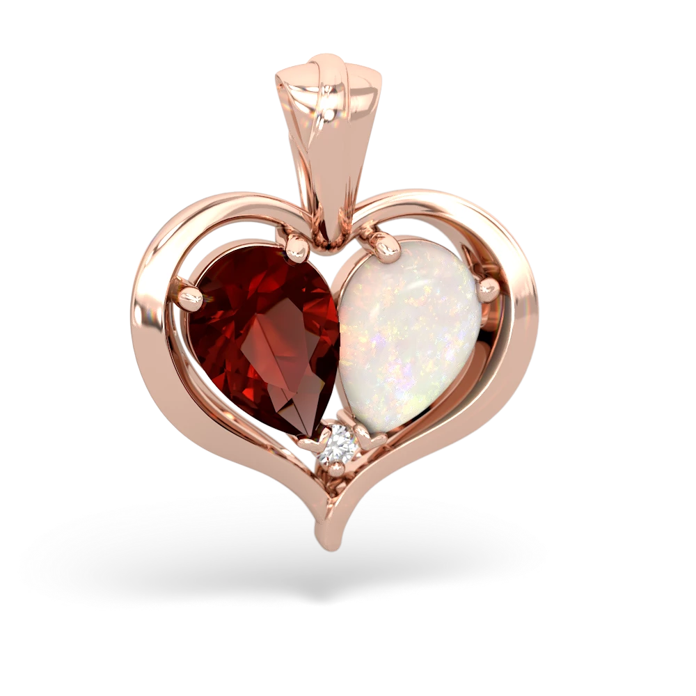 Garnet Two Become One 14K Rose Gold pendant P5330