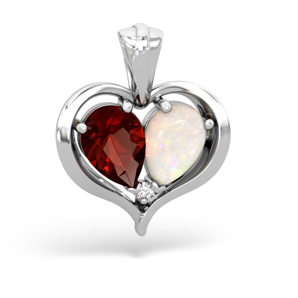 Garnet Two Become One 14K White Gold pendant P5330