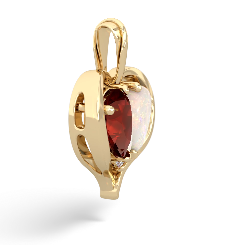 Garnet Two Become One 14K Yellow Gold pendant P5330