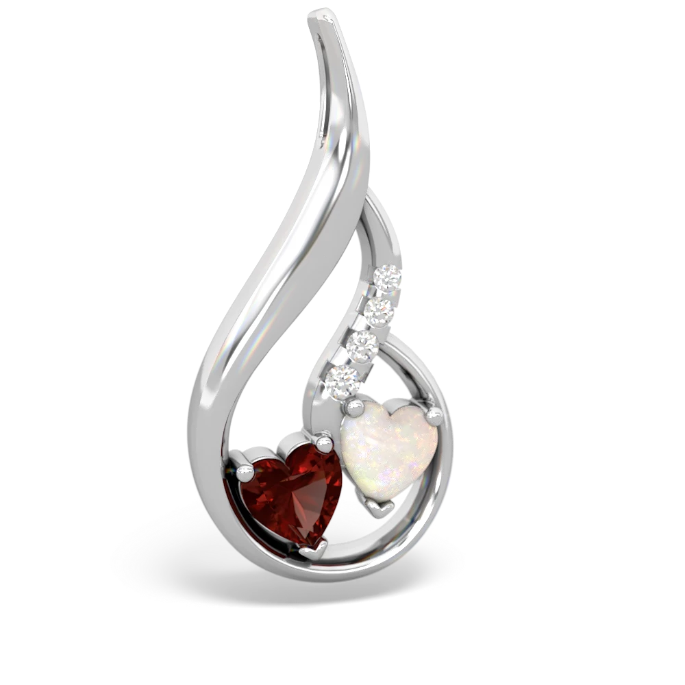 Garnet Keepsake Curves 14K White Gold pendant P5450