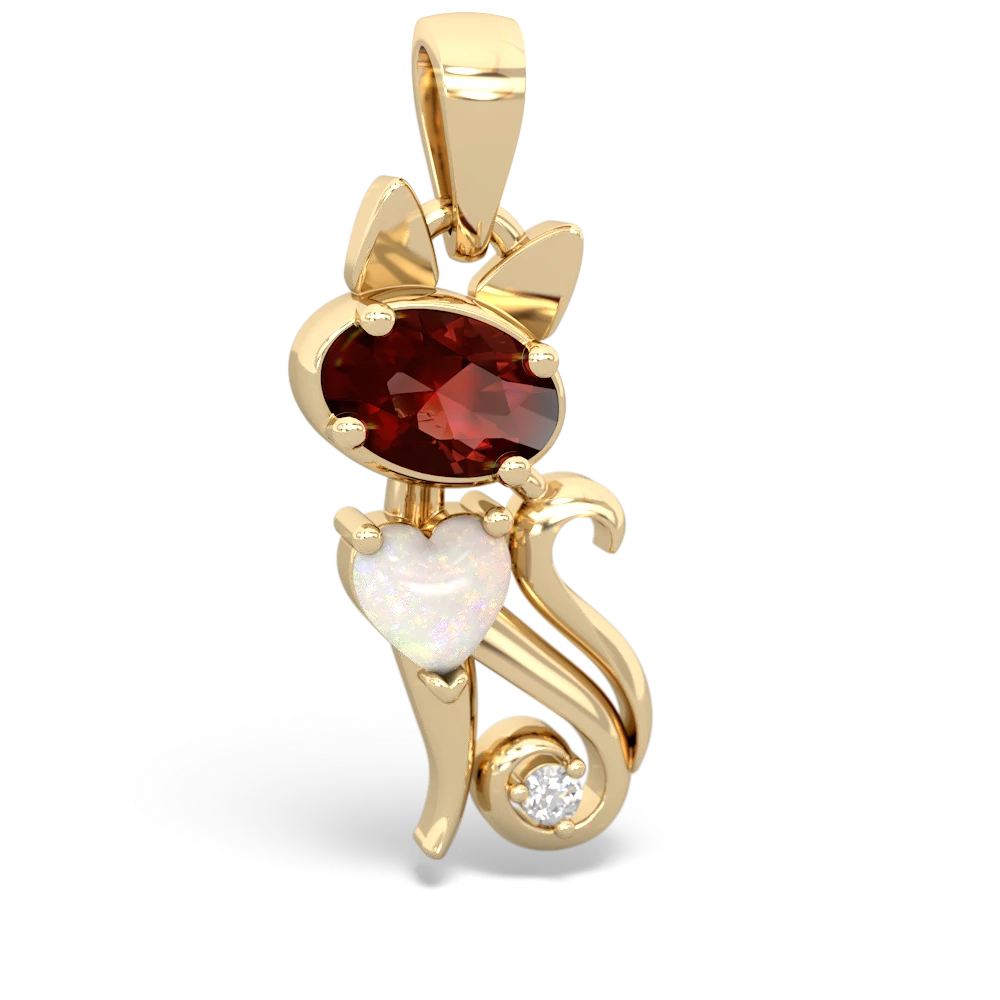 Garnet Kitten 14K Yellow Gold pendant P5780