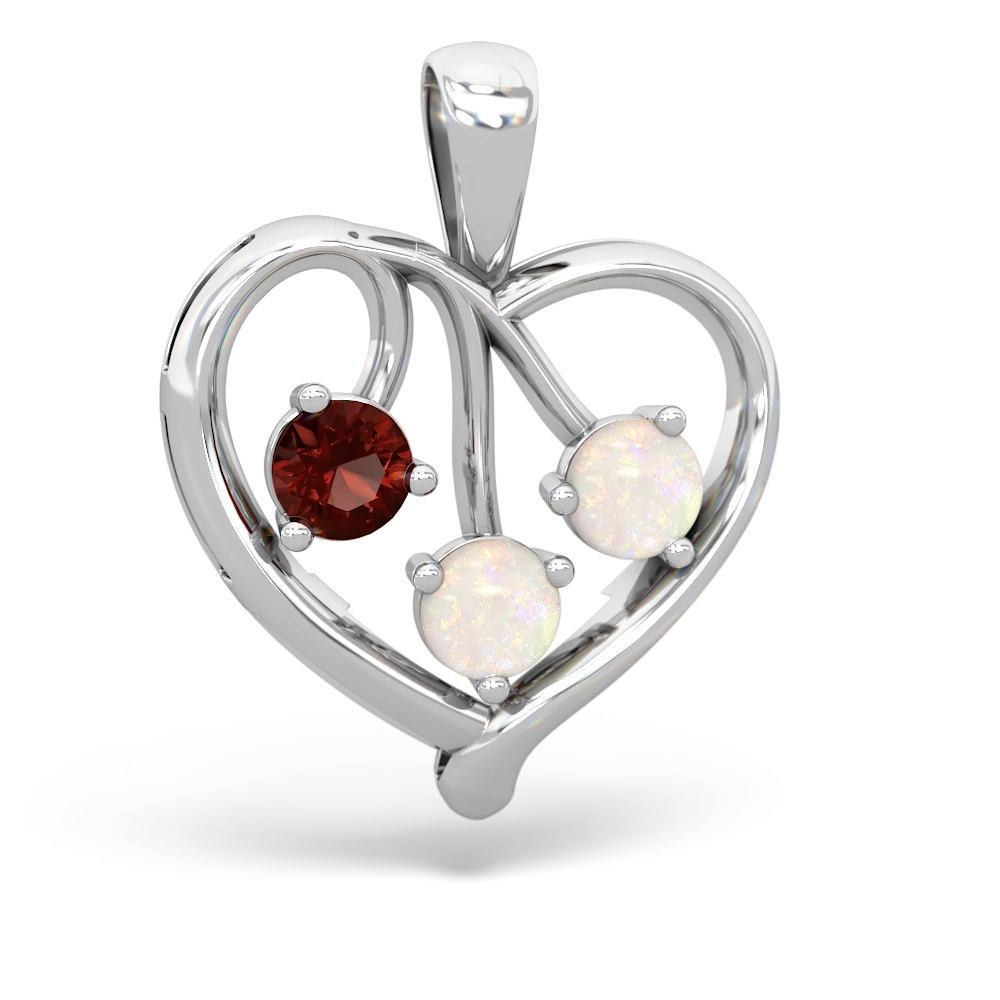 Garnet Glowing Heart 14K White Gold pendant P2233