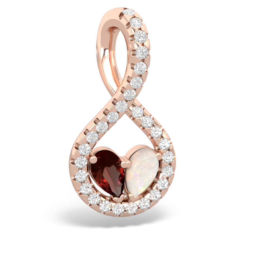 Garnet Pave Twist 'One Heart' 14K Rose Gold pendant P5360