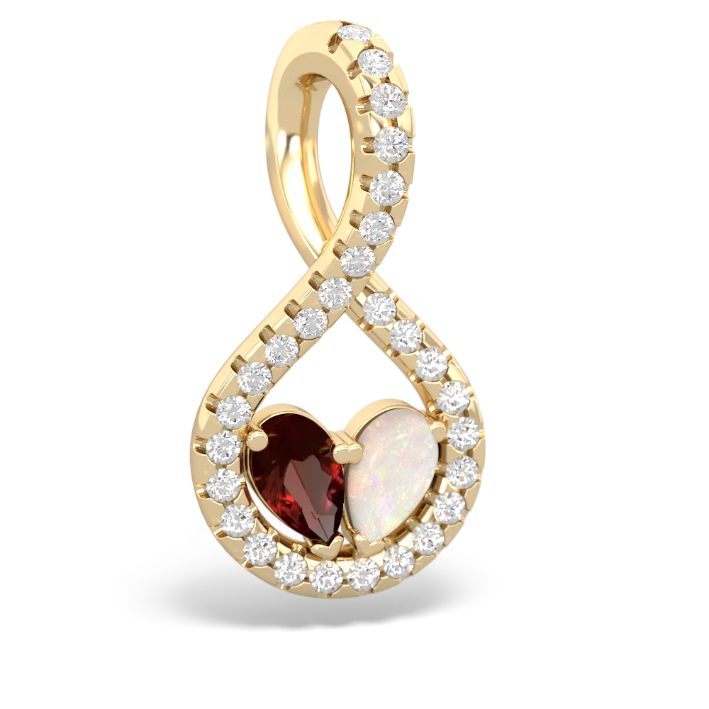 Garnet Pave Twist 'One Heart' 14K Yellow Gold pendant P5360