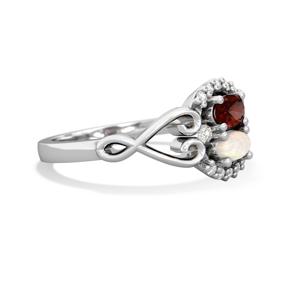 Garnet Love Nest 14K White Gold ring R5860