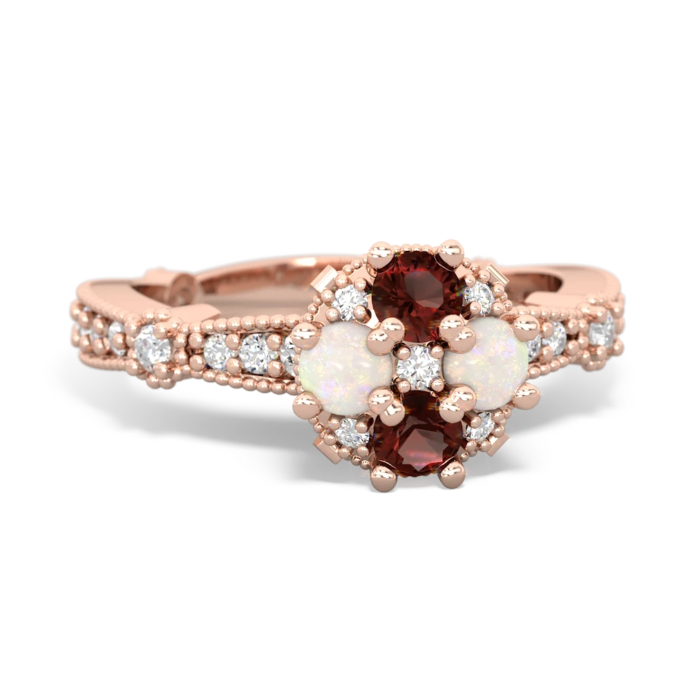 Garnet Sparkling Tiara Cluster 14K Rose Gold ring R26293RD