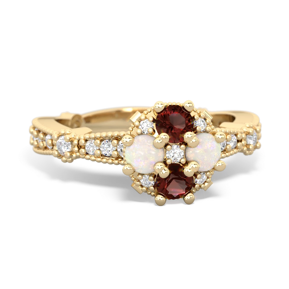 Garnet Sparkling Tiara Cluster 14K Yellow Gold ring R26293RD