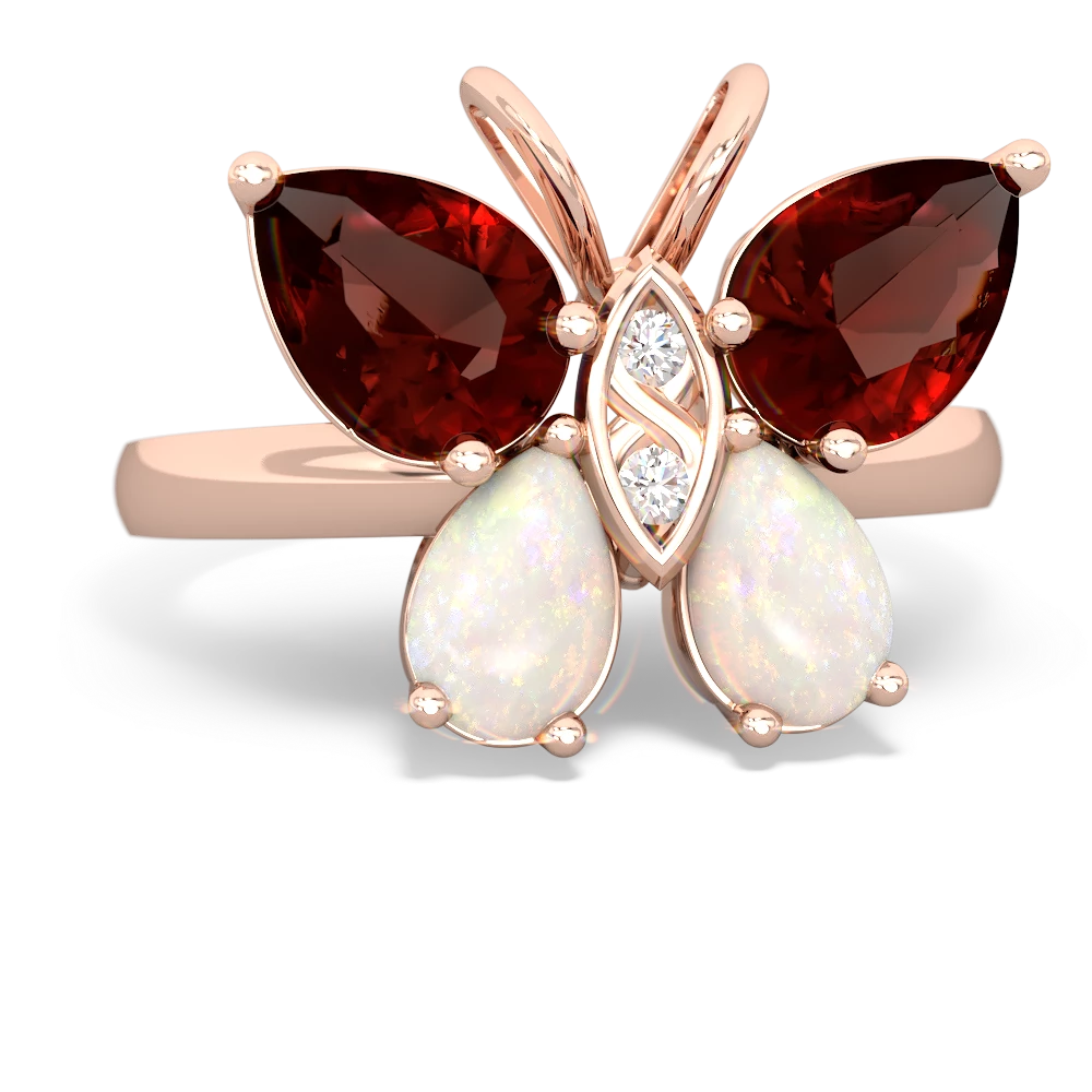 Garnet Butterfly 14K Rose Gold ring R2215