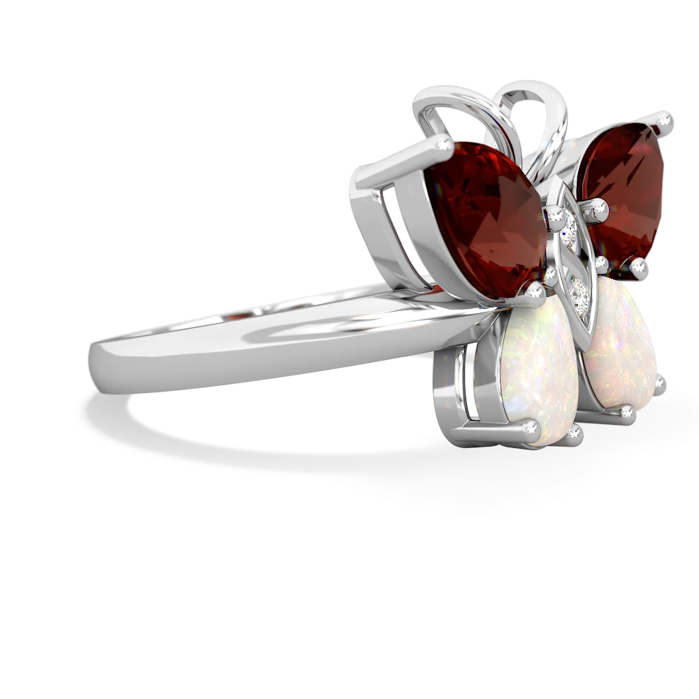 Garnet Butterfly 14K White Gold ring R2215