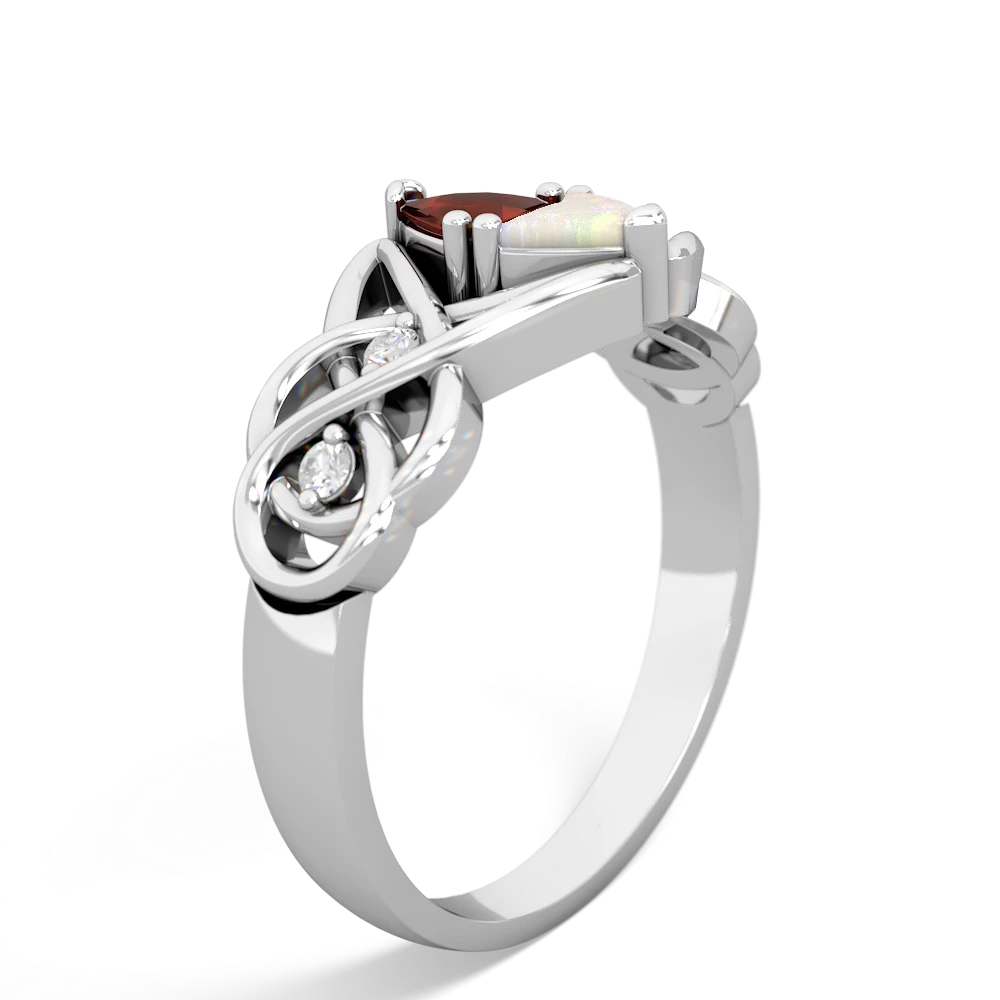 Garnet Keepsake Celtic Knot 14K White Gold ring R5300