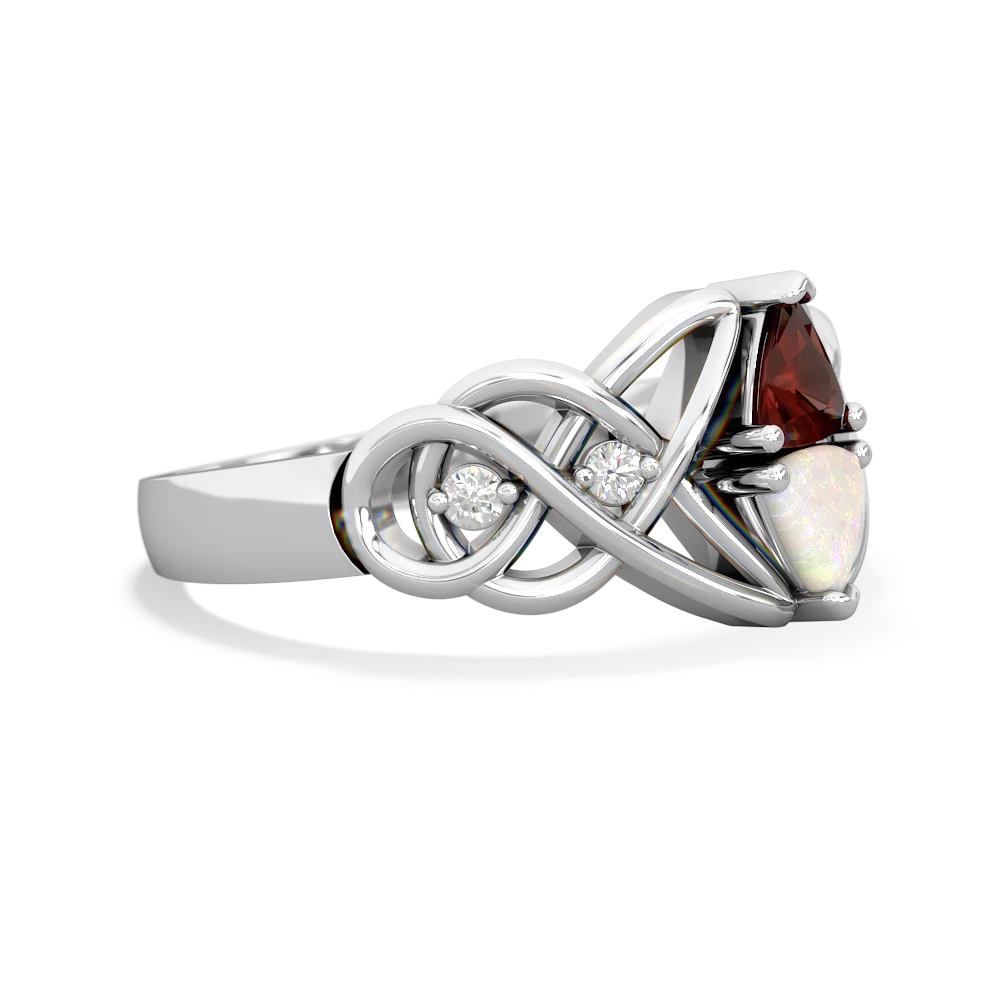 Garnet Keepsake Celtic Knot 14K White Gold ring R5300