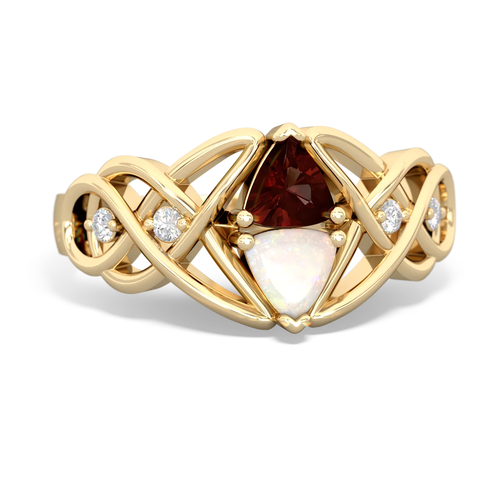 Garnet Keepsake Celtic Knot 14K Yellow Gold ring R5300