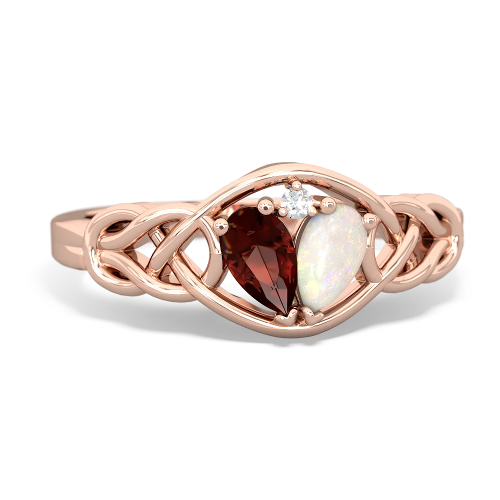 Garnet Celtic Love Knot 14K Rose Gold ring R5420