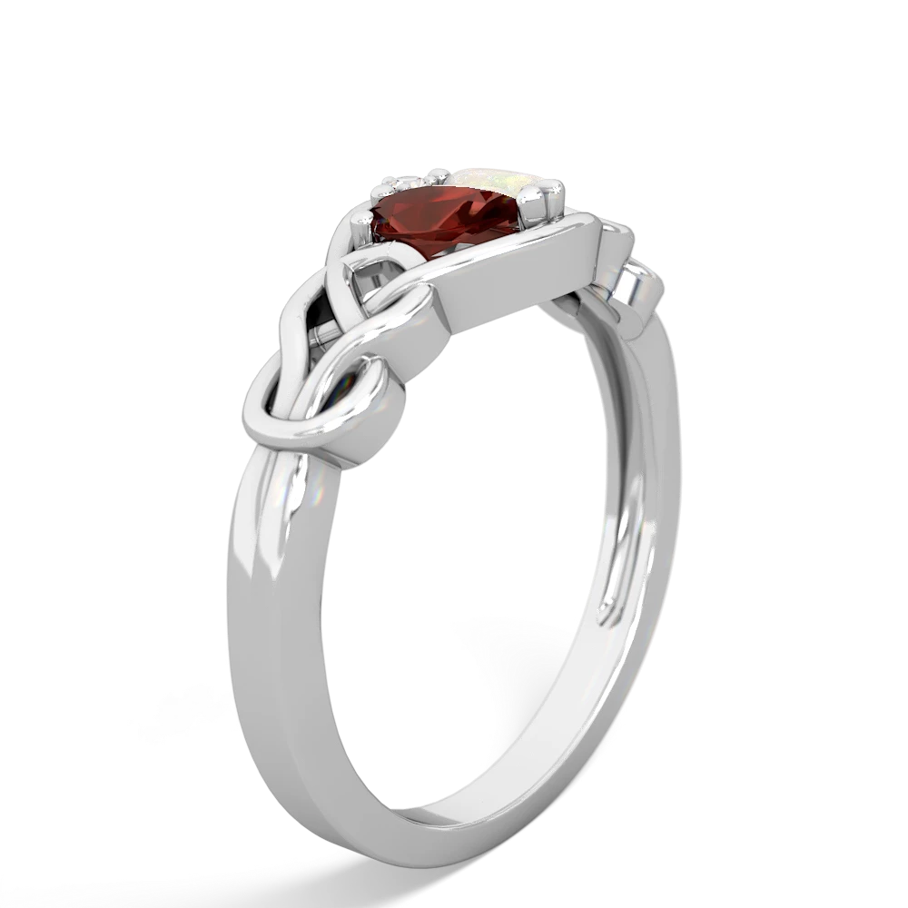 Garnet Celtic Love Knot 14K White Gold ring R5420