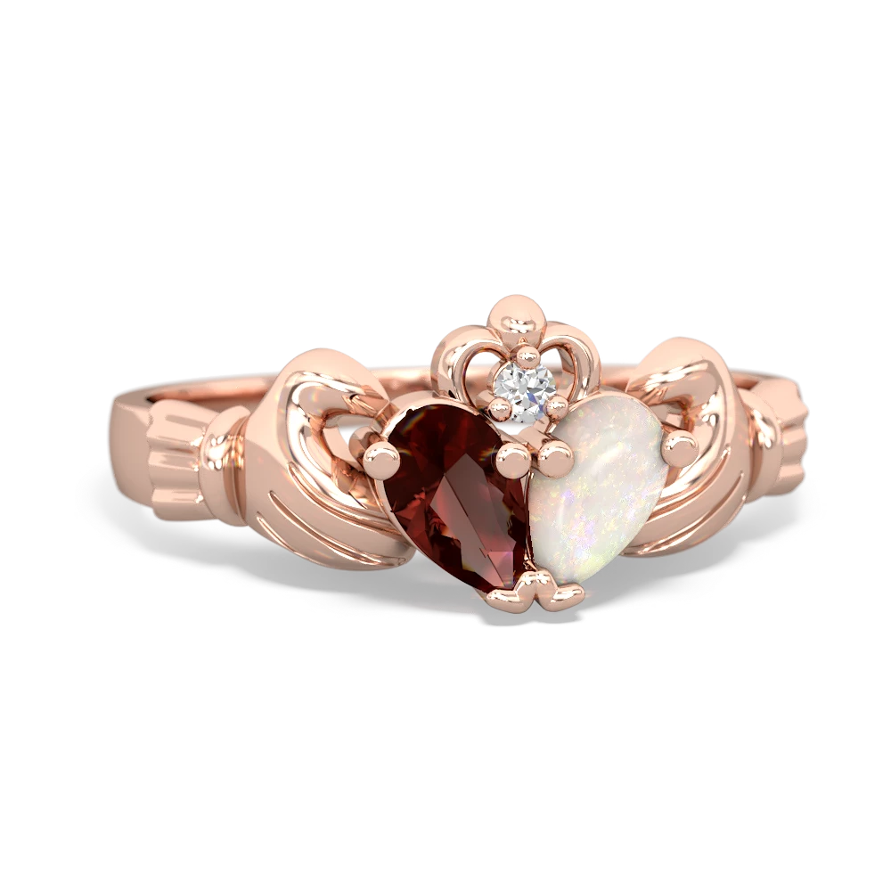 Garnet 'Our Heart' Claddagh 14K Rose Gold ring R2388