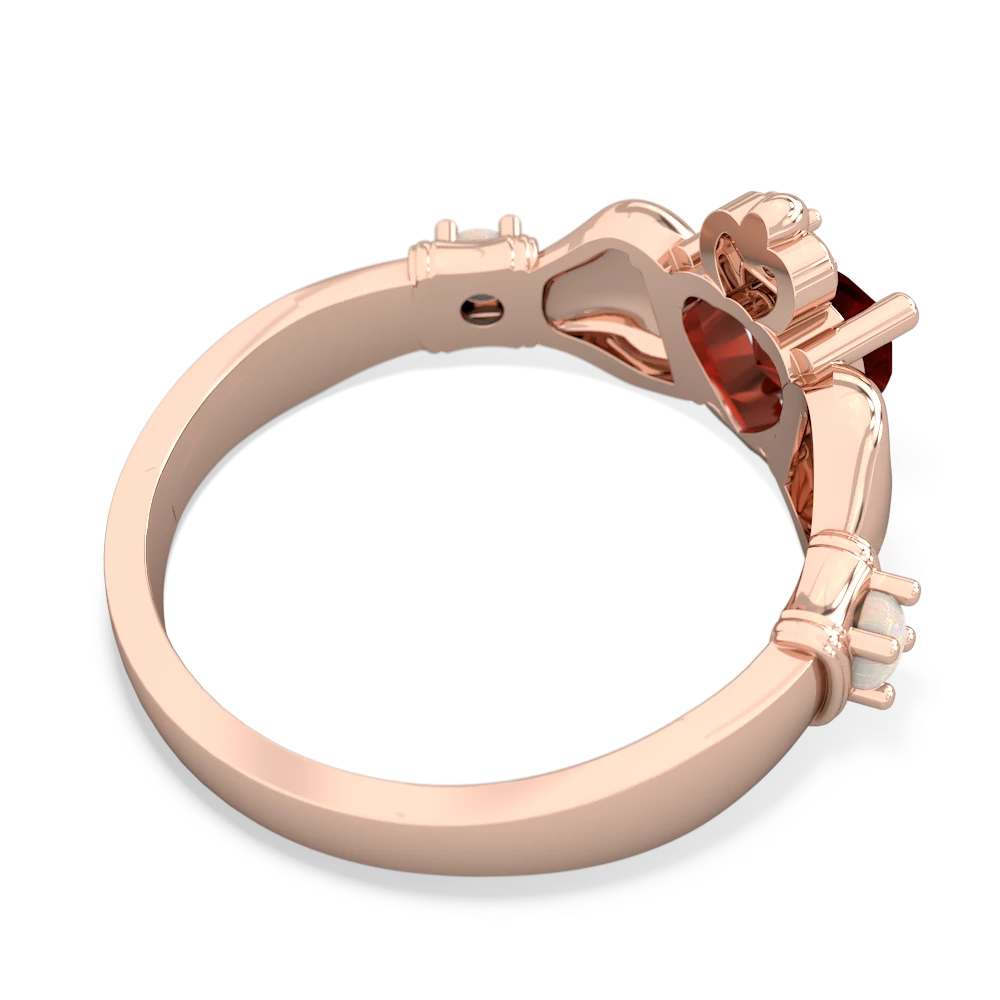 Garnet Claddagh Keepsake 14K Rose Gold ring R5245