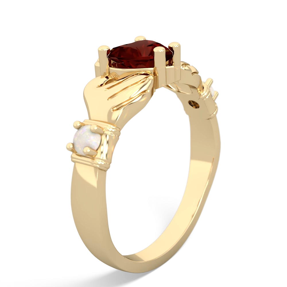 Garnet Claddagh Keepsake 14K Yellow Gold ring R5245