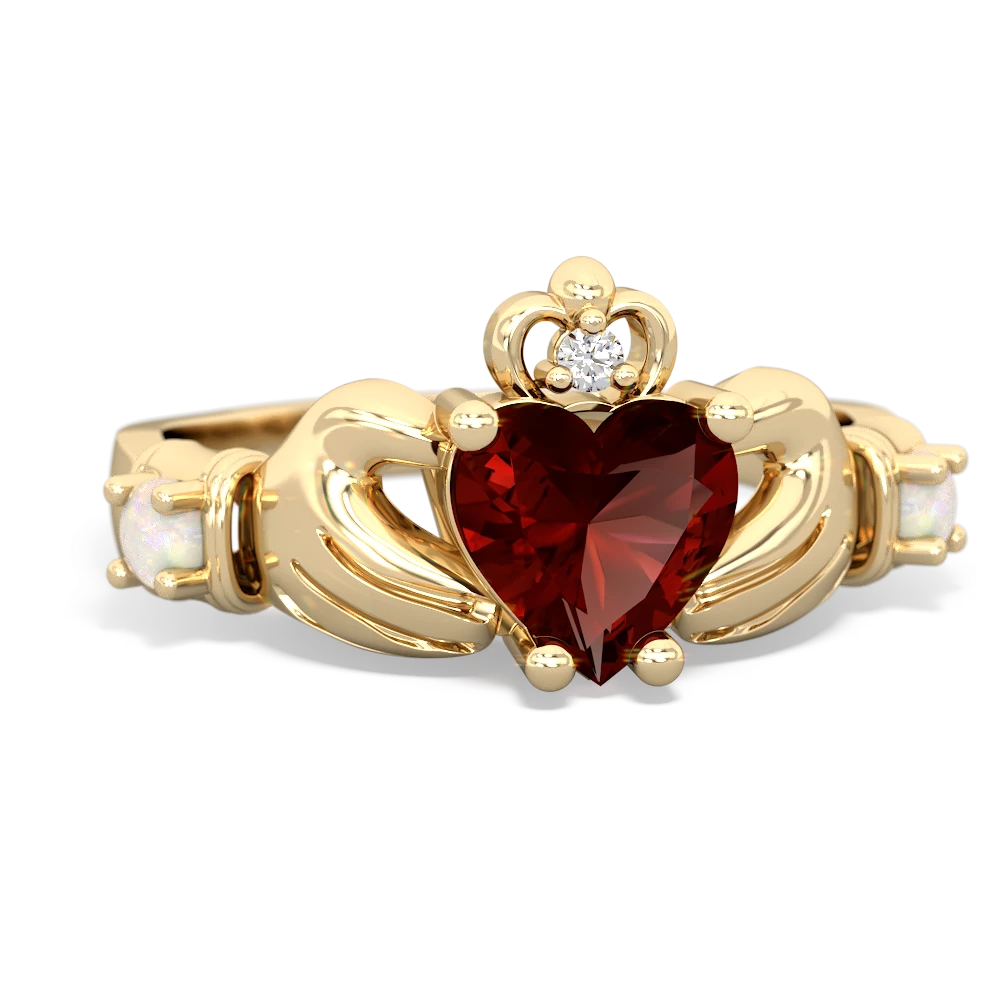 Garnet Claddagh Keepsake 14K Yellow Gold ring R5245