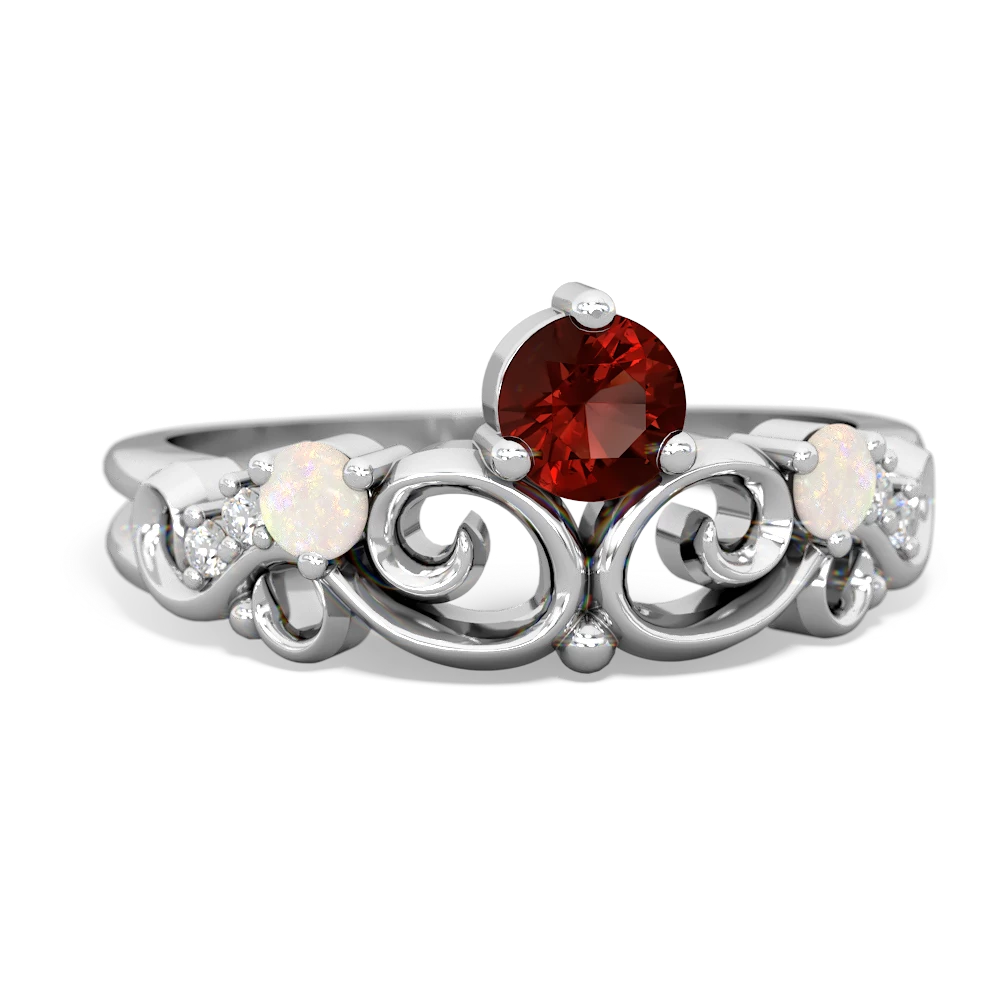 Garnet Crown Keepsake 14K White Gold ring R5740