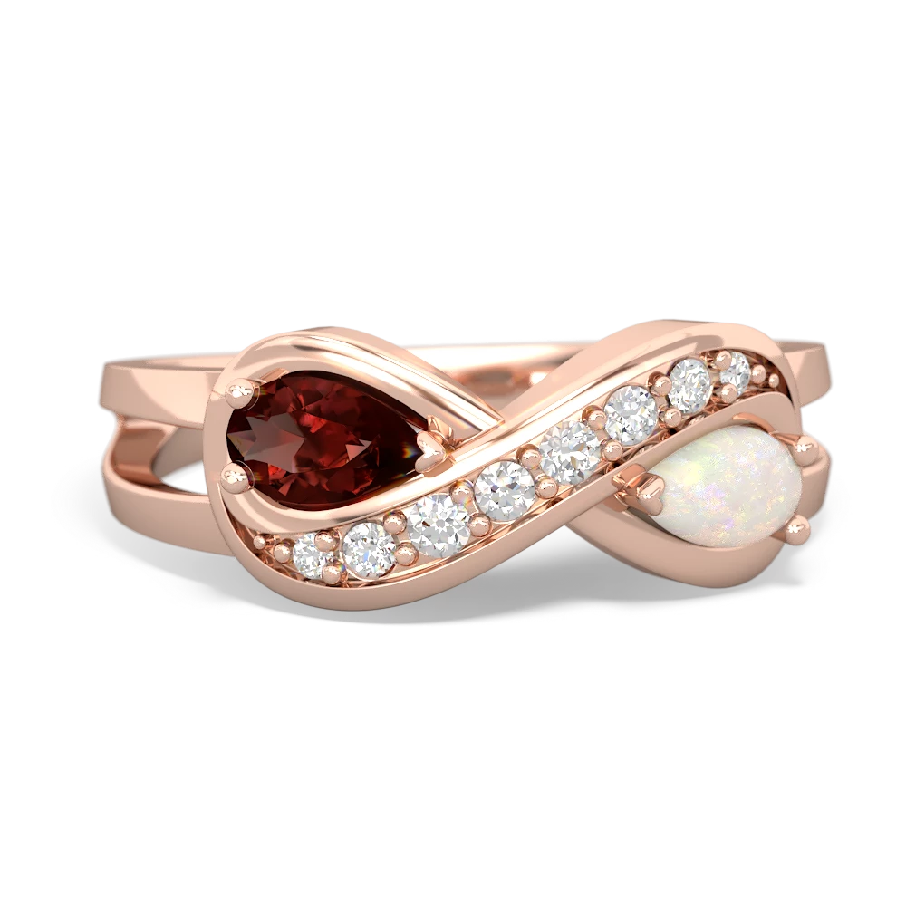 Garnet Diamond Infinity 14K Rose Gold ring R5390