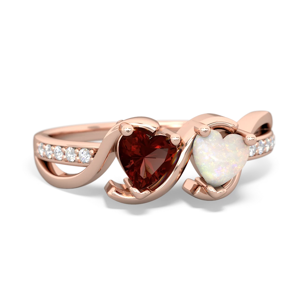 Garnet Side By Side 14K Rose Gold ring R3090