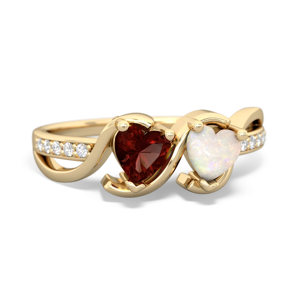 Garnet Side By Side 14K Yellow Gold ring R3090