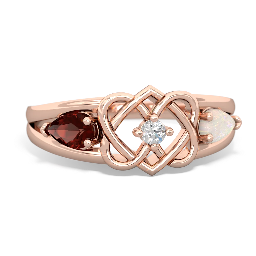 Garnet Hearts Intertwined 14K Rose Gold ring R5880