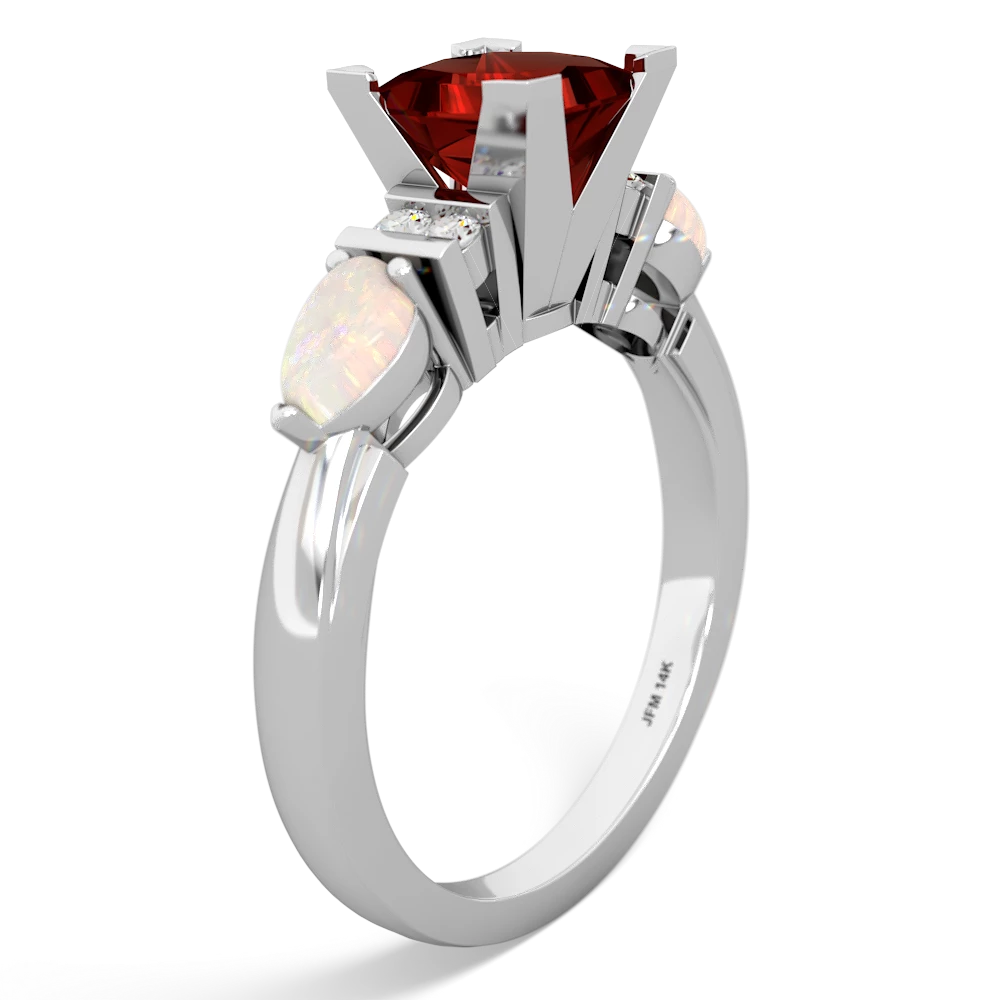 Garnet 6Mm Princess Eternal Embrace Engagement 14K White Gold ring C2002