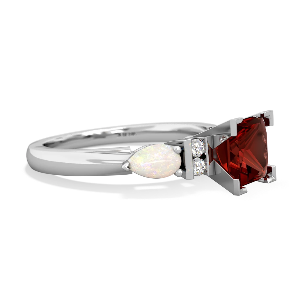 Garnet 6Mm Princess Eternal Embrace Engagement 14K White Gold ring C2002