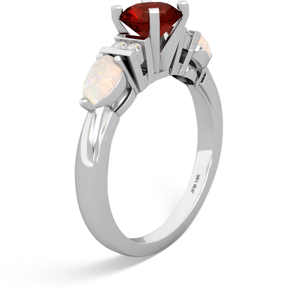 Garnet 6Mm Round Eternal Embrace Engagement 14K White Gold ring R2005