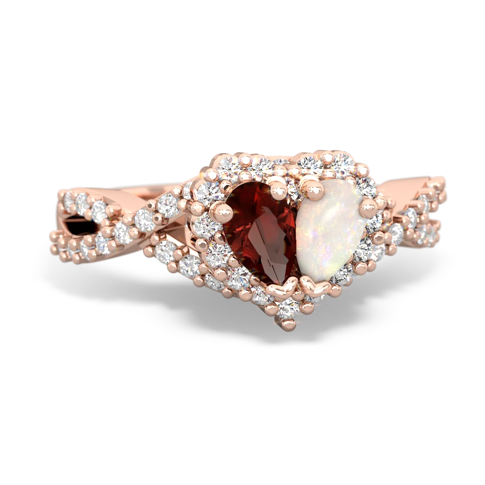 Garnet Diamond Twist 'One Heart' 14K Rose Gold ring R2640HRT