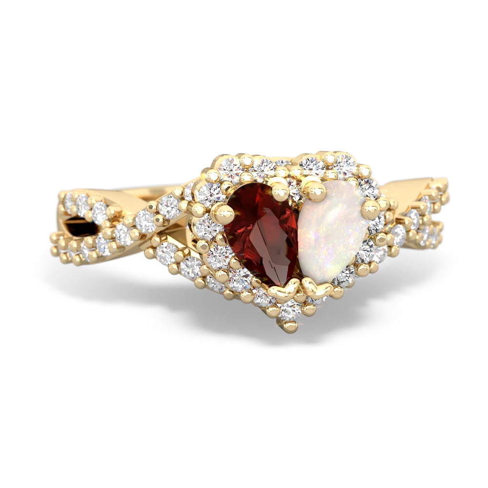 Garnet Diamond Twist 'One Heart' 14K Yellow Gold ring R2640HRT