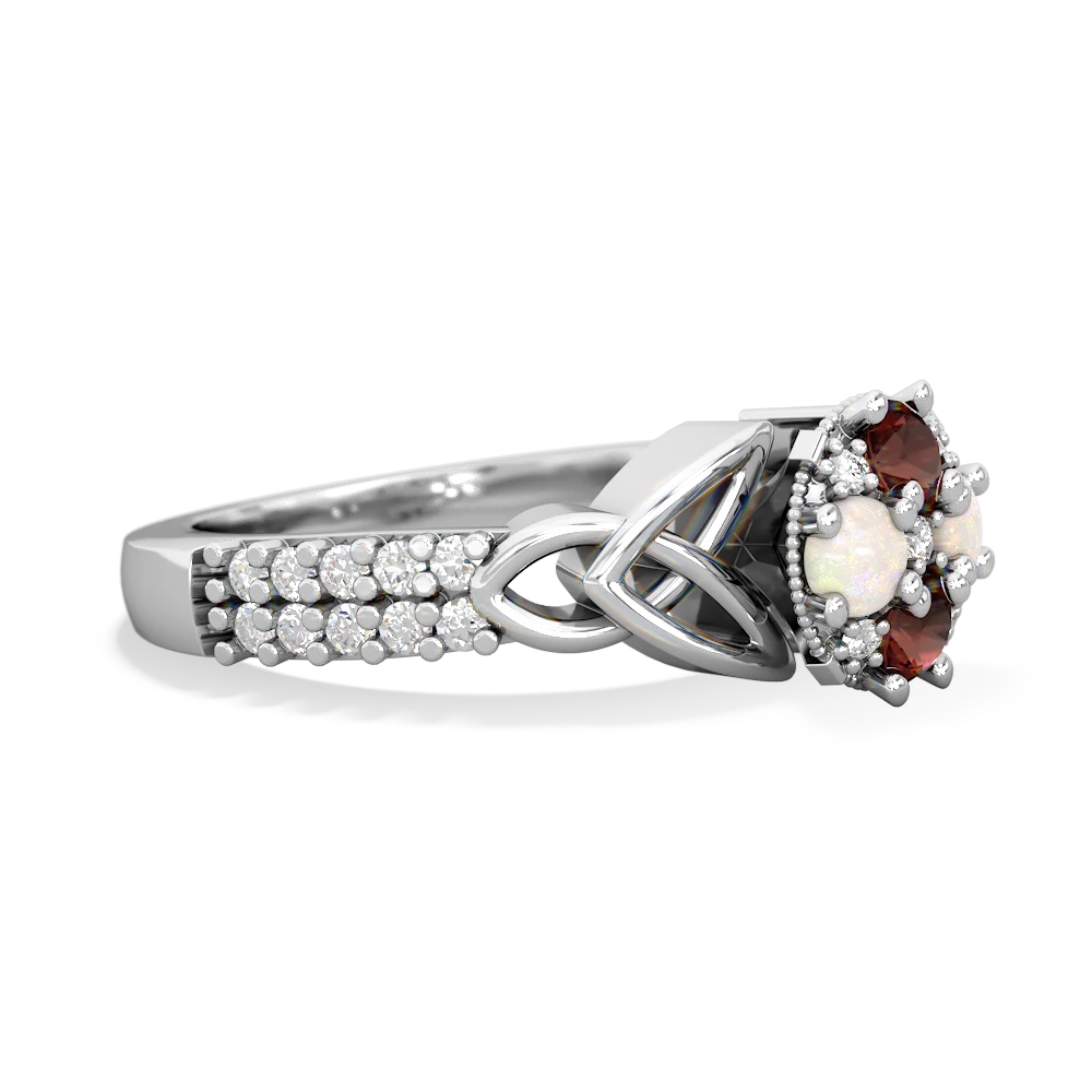 Garnet Celtic Knot Cluster Engagement 14K White Gold ring R26443RD