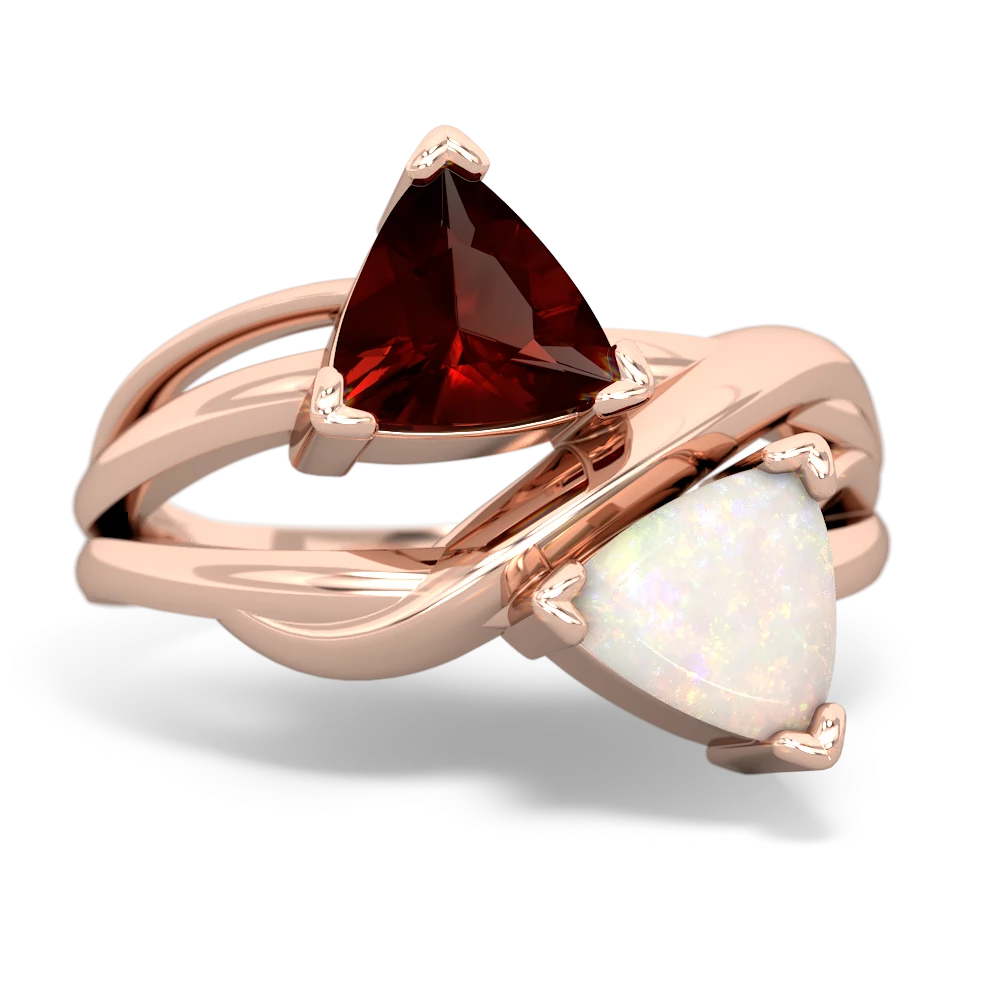 Garnet Split Band Swirl 14K Rose Gold ring R2341