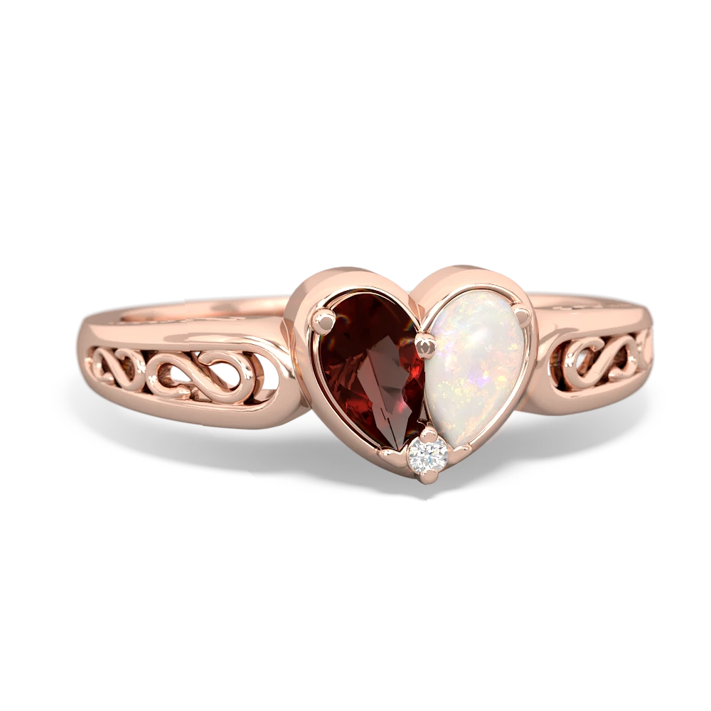 Garnet Filligree 'One Heart' 14K Rose Gold ring R5070