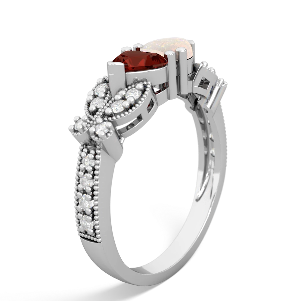 Garnet Diamond Butterflies 14K White Gold ring R5601