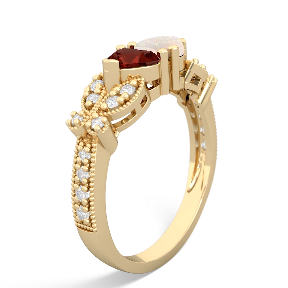 Garnet Diamond Butterflies 14K Yellow Gold ring R5601