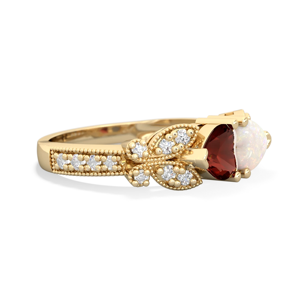 Garnet Diamond Butterflies 14K Yellow Gold ring R5601